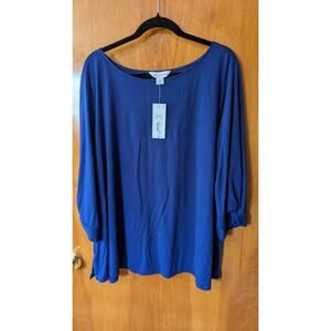Liz Claiborne - 3 quarter sleeve top - 2x - Viking Blue